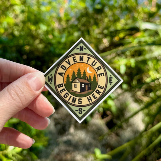 Adventure Begins Here | 2.5 in Waterproof Vinyl Sticker